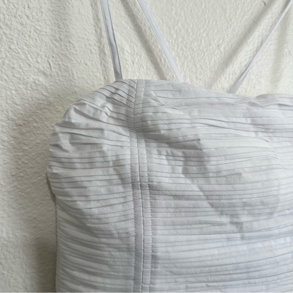 NWT Madewell Poplin Crop Tube Top Women's 4 White Pleated Smocked Strappy - Picture 4 of 12